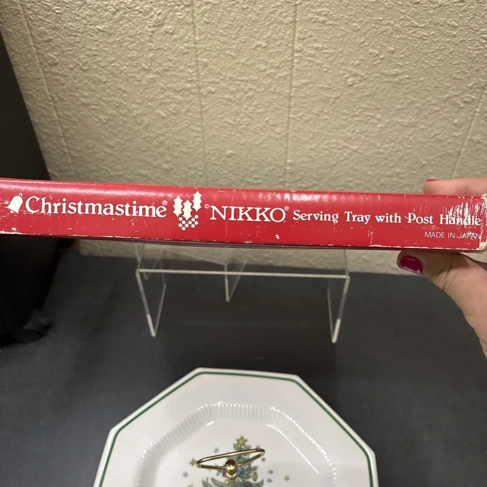 Nikko~Christmastime~Happy Holidays~Serving Tray with Post Handle~IOB